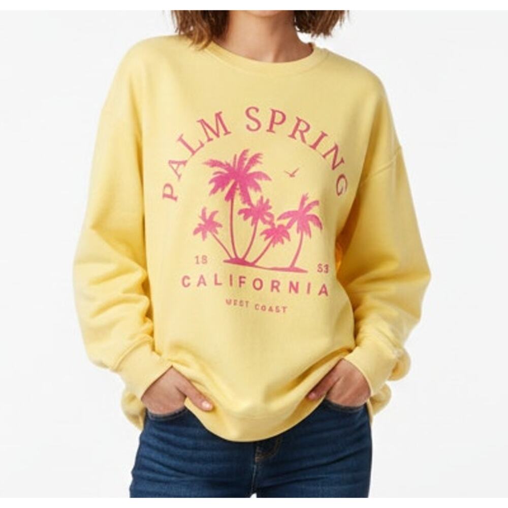 Comfort Colors Yellow Palm Springs California Graphic Sweatshirt
